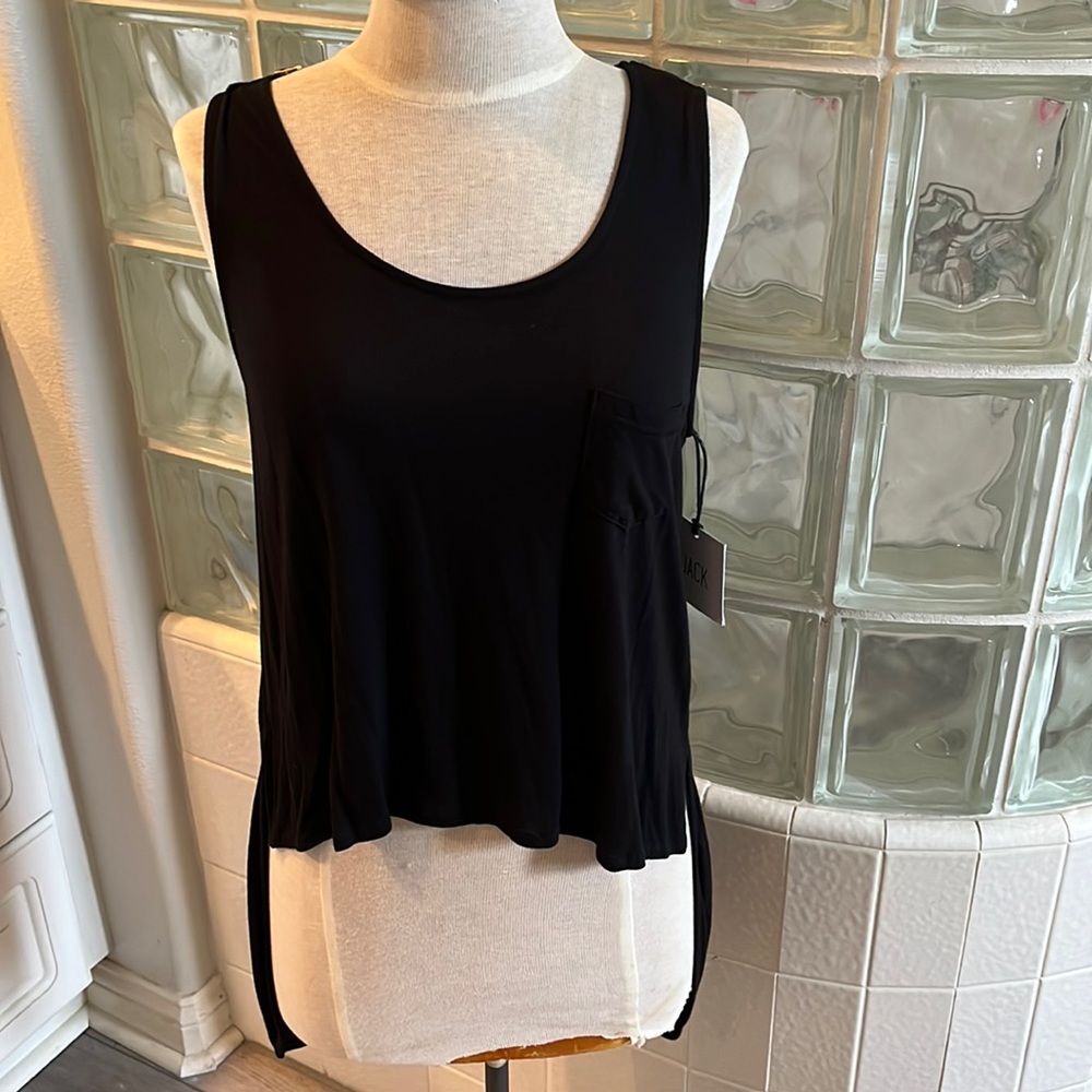 NWY asymmetrical hem black sleeveless shirt